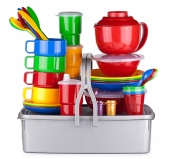 Дорожный набор посуды на 4 персоны "Семейный-3" в контейнере 10л с крышкой и двумя ручками